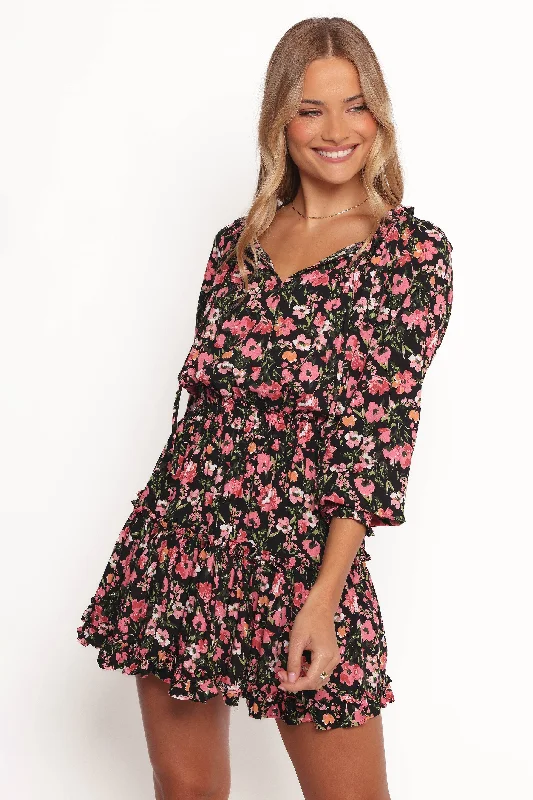 Spring dresses for brunch dates with easy style -Kealan Dress - Black Floral