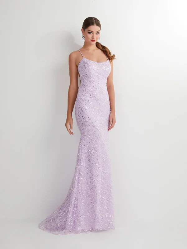 Sophisticated wedding guest dresses with a structured silhouette -Fitted Sequin Lace-Up Back Gown by Studio 17 12893 Sophisticated wedding guest dresses with a structured silhouette -Fitted Sequin Lace-Up Back Gown by Studio 17 12893
