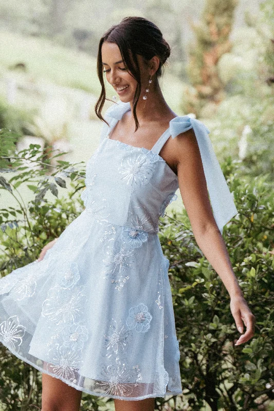 Graduation dresses for ceremonies with a vintage touch -Evangeline Mini Dress - Blue Graduation dresses for ceremonies with a vintage touch -Evangeline Mini Dress - Blue