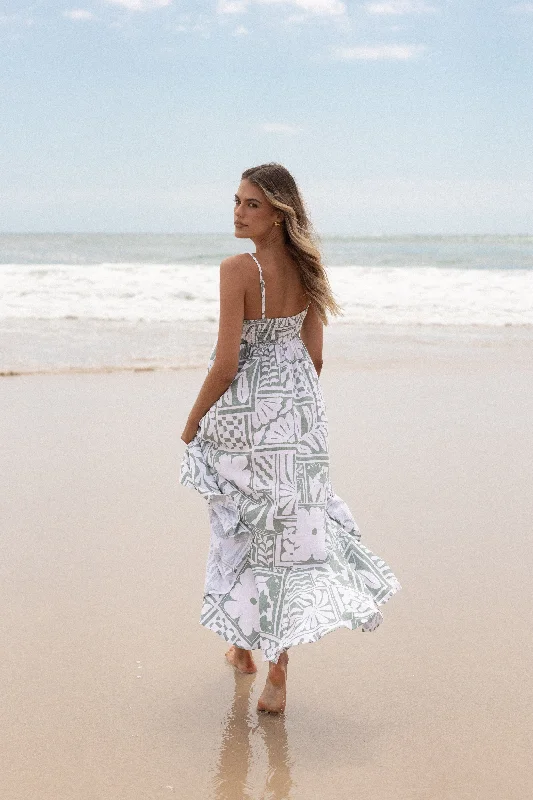 Chic one-shoulder dresses for modern cocktail parties -Kelsie Midi Dress - Sage Print Chic one-shoulder dresses for modern cocktail parties -Kelsie Midi Dress - Sage Print
