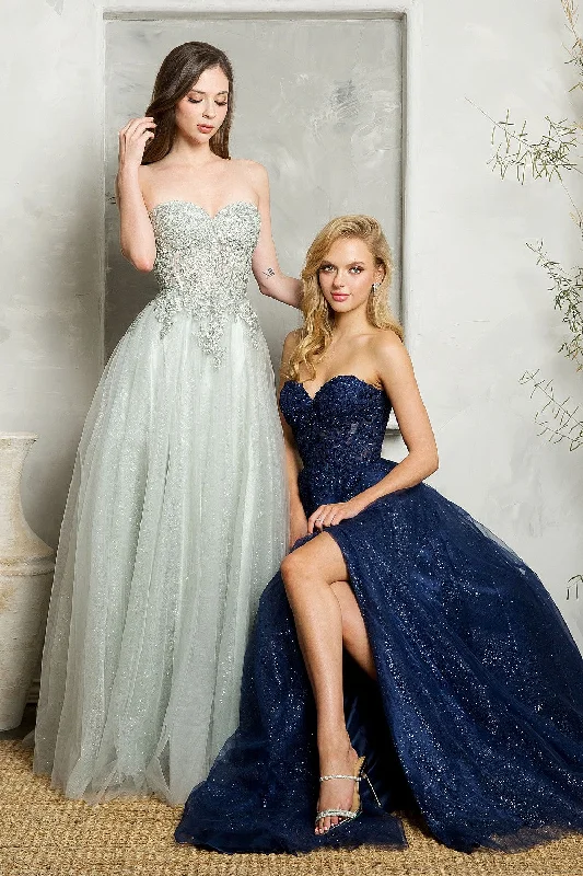 formal dresses with adjustable straps for custom fit --Embroidered Strapless Glitter A-line Slit Gown by Juno A1029 formal dresses with adjustable straps for custom fit --Embroidered Strapless Glitter A-line Slit Gown by Juno A1029