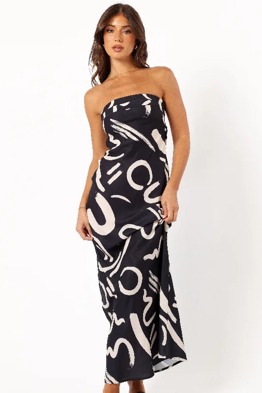 formal dresses for beach weddings with lightweight fabrics --Remmie Strapless Maxi Dress - Black/White formal dresses for beach weddings with lightweight fabrics --Remmie Strapless Maxi Dress - Black/White