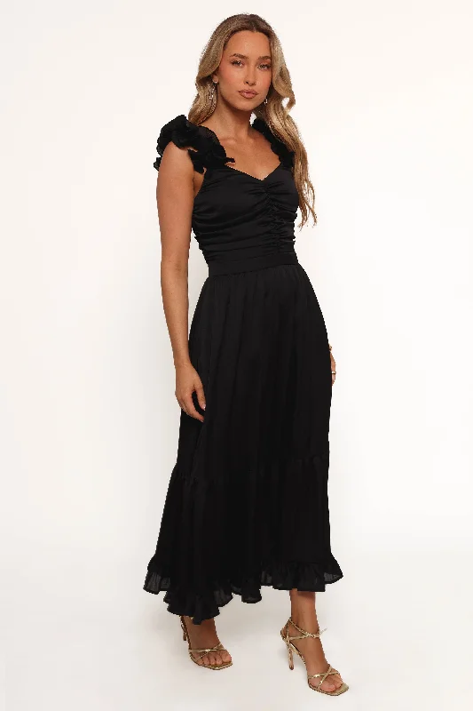 Chic white wedding guest dresses for summer events -Inca Midi Dress - Black