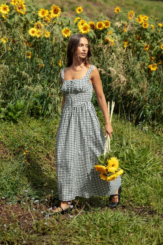 Elegant spring dresses for a formal event -Kinslee Midi Dress - Black Gingham