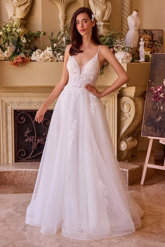 cocktail dresses with long sleeves for cooler weather --Applique Sleeveless Tulle Bridal Gown by Ladivine CD792W cocktail dresses with long sleeves for cooler weather --Applique Sleeveless Tulle Bridal Gown by Ladivine CD792W