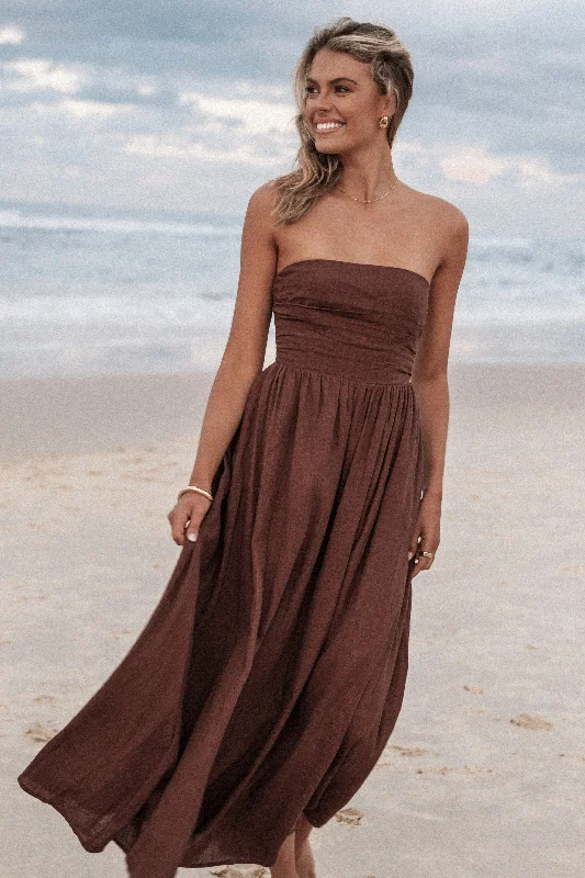 Bridesmaid party dresses for wedding guests -Kayt Strapless Dress - Chocolate Brown Bridesmaid party dresses for wedding guests -Kayt Strapless Dress - Chocolate Brown