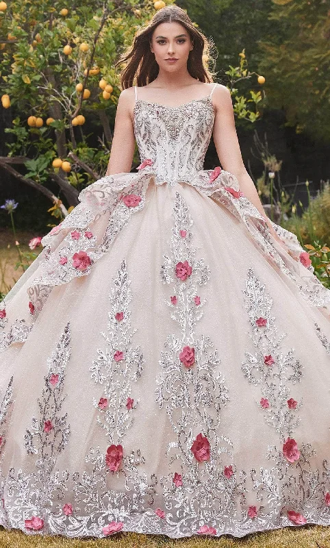 Cinderella Divine 15703 - Sleeveless Floral Detailed Ballgown