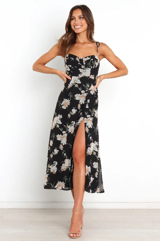 Stunning wedding guest dresses with soft draped fabric for elegance -Meg Dress - Black Stunning wedding guest dresses with soft draped fabric for elegance -Meg Dress - Black
