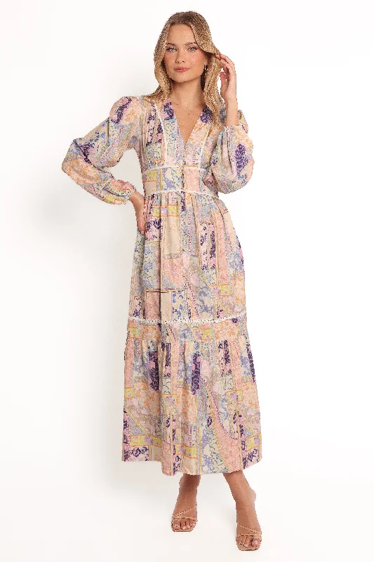 Flowy spring dresses for relaxed days -Ariella Maxi Dress - Patchwork