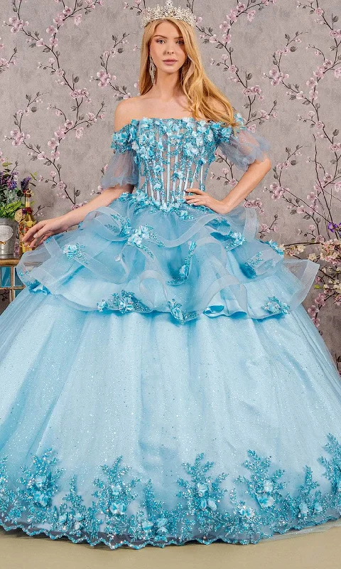 Elizabeth K GL3180 - Illusion Off-Shoulder Ballgown