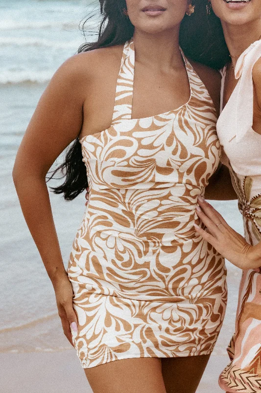Elegant bohemian party dresses for relaxed events -Cass Mini Dress - Tan White