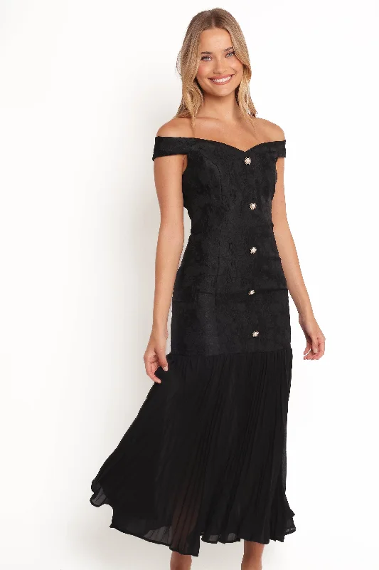 formal dresses for maternity with stretchy waistbands --Evelina Maxi Dress - Black