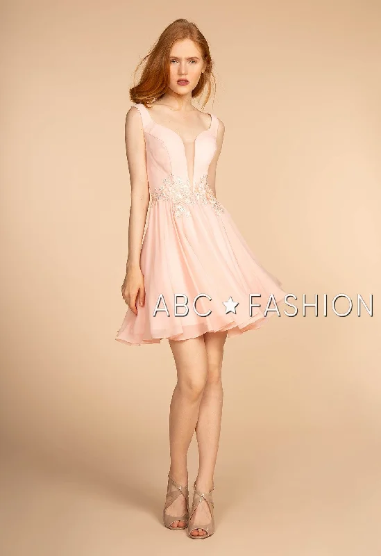 Elegant metallic party dresses for festive occasions -Short Pink V-Neck Dress with Embellished Waist by Elizabeth K GS1617 Elegant metallic party dresses for festive occasions -Short Pink V-Neck Dress with Embellished Waist by Elizabeth K GS1617
