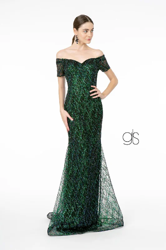 Wedding guest dresses with halter necks for a flattering style -Short Sleeve Long Glitter Mermaid Dress by Elizabeth K GL1846 Wedding guest dresses with halter necks for a flattering style -Short Sleeve Long Glitter Mermaid Dress by Elizabeth K GL1846