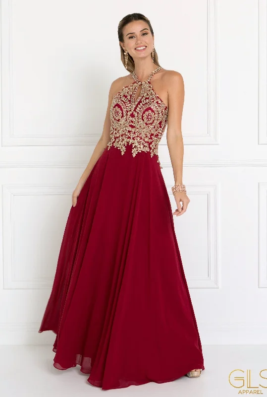 bridesmaid dresses with adjustable straps and stretch fabric --Lace Applique Long A-line Chiffon Dress by Elizabeth K GL1526 bridesmaid dresses with adjustable straps and stretch fabric --Lace Applique Long A-line Chiffon Dress by Elizabeth K GL1526