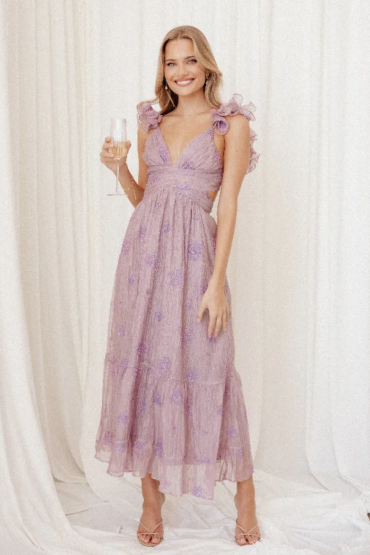 formal dresses with sleeves for office parties --Harmony Maxi Dress - Lilac