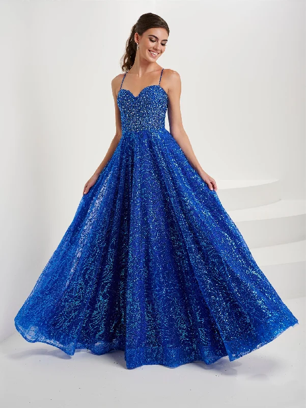 cocktail dresses with wrap fronts for flattering fit --Beaded Glitter Print Sleeveless Gown by Tiffany Designs 16088 cocktail dresses with wrap fronts for flattering fit --Beaded Glitter Print Sleeveless Gown by Tiffany Designs 16088