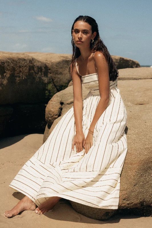 Spring dresses for a bridal shower with elegant designs -Pixie Maxi Dress - Beige Tan