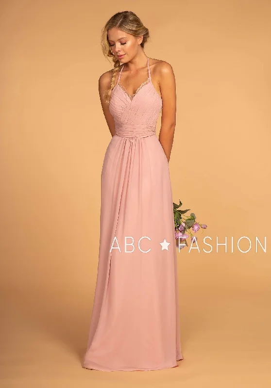 bridesmaid dresses with floral appliques for romantic look --Long V-Neck Pleated Dress with Lace Details by Elizabeth K GL2606 bridesmaid dresses with floral appliques for romantic look --Long V-Neck Pleated Dress with Lace Details by Elizabeth K GL2606