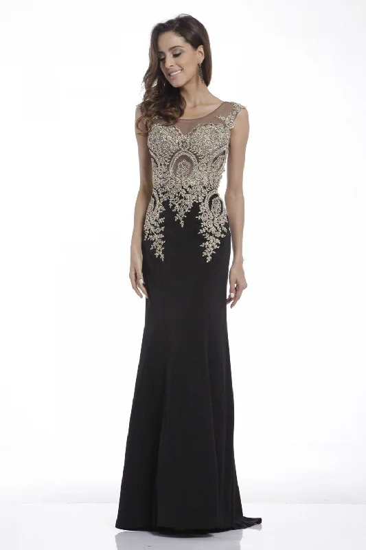 High-neck wedding guest dresses for conservative events -Embellished Long Cap Sleeve Dress by Cinderella Divine 35 High-neck wedding guest dresses for conservative events -Embellished Long Cap Sleeve Dress by Cinderella Divine 35