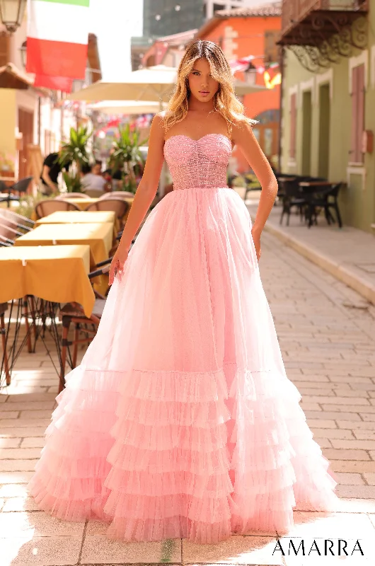 formal dresses for prom with tulle skirts and corset tops --Strapless Corset A-line Ruffled Gown by Amarra 88277 formal dresses for prom with tulle skirts and corset tops --Strapless Corset A-line Ruffled Gown by Amarra 88277