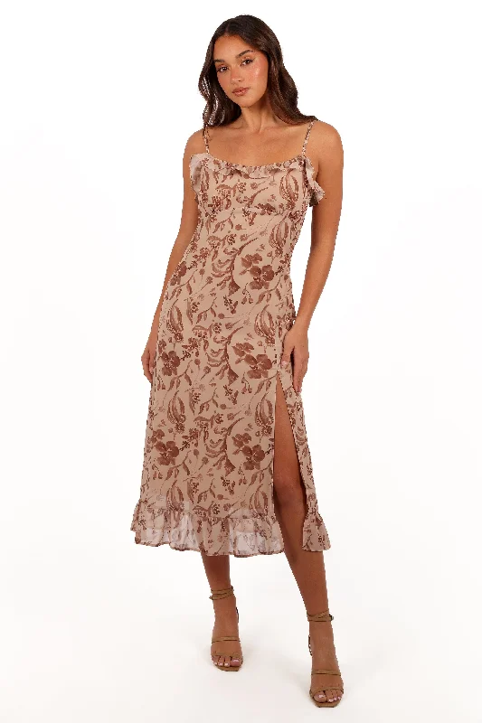 Gorgeous wedding guest dresses for winter weddings -Grace Midi Dress - Wild Orchid