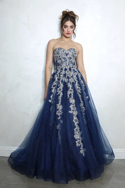 cocktail dresses with lace sleeves for modesty --Applique Sleeveless A-line Gown by Eureka EK115