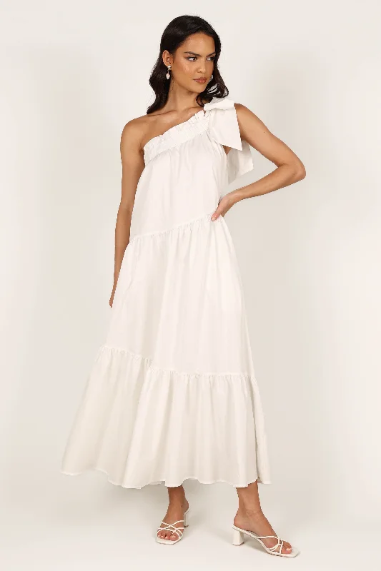 Elegant spring dresses for a formal event -Ava One Shoulder Maxi Dress - White