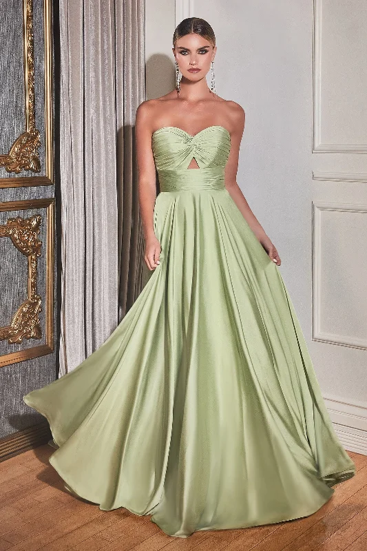 bridesmaid dresses with ruched bodices for flattering silhouette --Long Satin Strapless Keyhole Dress by Ladivine 7496 bridesmaid dresses with ruched bodices for flattering silhouette --Long Satin Strapless Keyhole Dress by Ladivine 7496