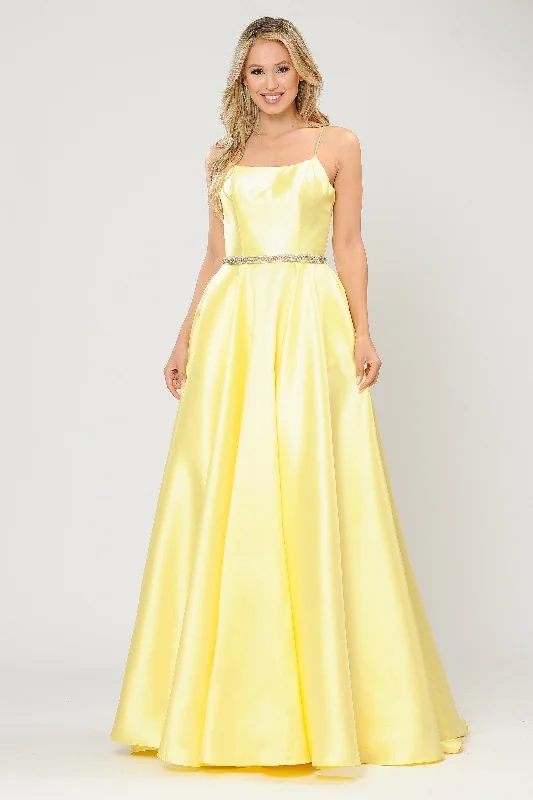 Gorgeous chiffon dresses for wedding guest outfits -Long Square Neck Dress with Corset Back by Poly USA 8684 Gorgeous chiffon dresses for wedding guest outfits -Long Square Neck Dress with Corset Back by Poly USA 8684