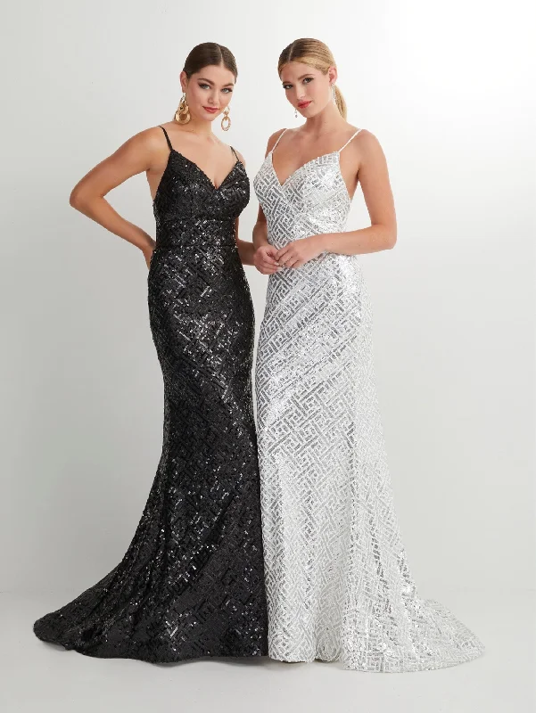cocktail dresses with floral appliques for spring vibes --Fitted Sequin Print Sleeveless V-Neck Gown by Studio 17 12909 cocktail dresses with floral appliques for spring vibes --Fitted Sequin Print Sleeveless V-Neck Gown by Studio 17 12909