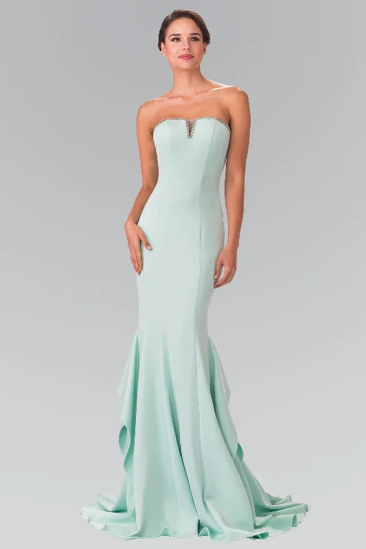 cocktail dresses with layered skirts for volume --Fitted Long Strapless Dress by Elizabeth K GL2305