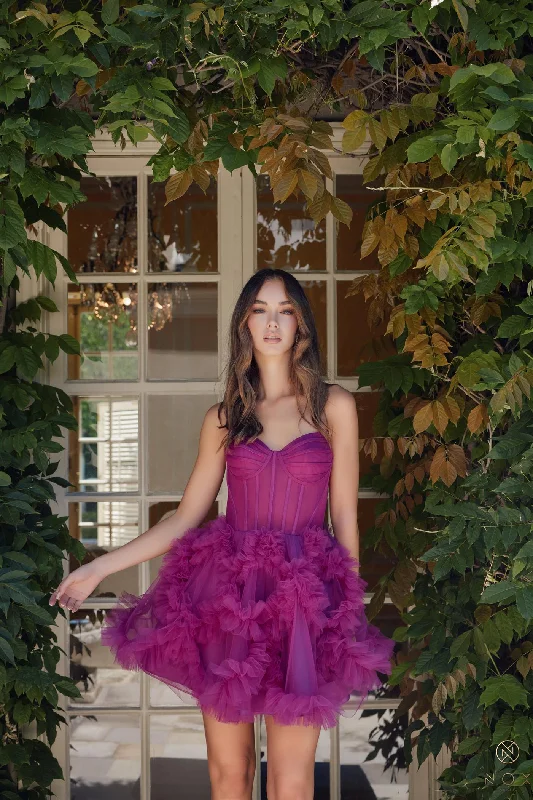 Off-shoulder cocktail dresses for evening parties -Short Strapless Ruffled Dress by Nox Anabel Y859 Off-shoulder cocktail dresses for evening parties -Short Strapless Ruffled Dress by Nox Anabel Y859