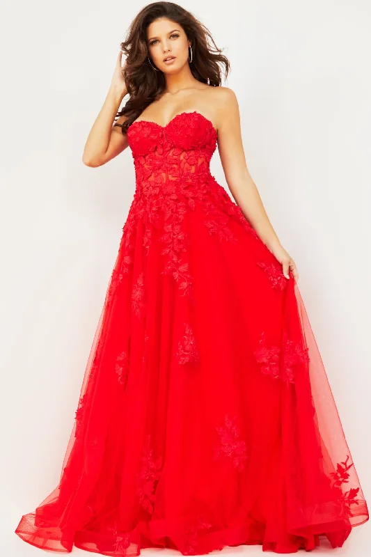cocktail dresses with halter necks for formal dinners --Embroidered Strapless A-line Gown by Jovani 07901 cocktail dresses with halter necks for formal dinners --Embroidered Strapless A-line Gown by Jovani 07901