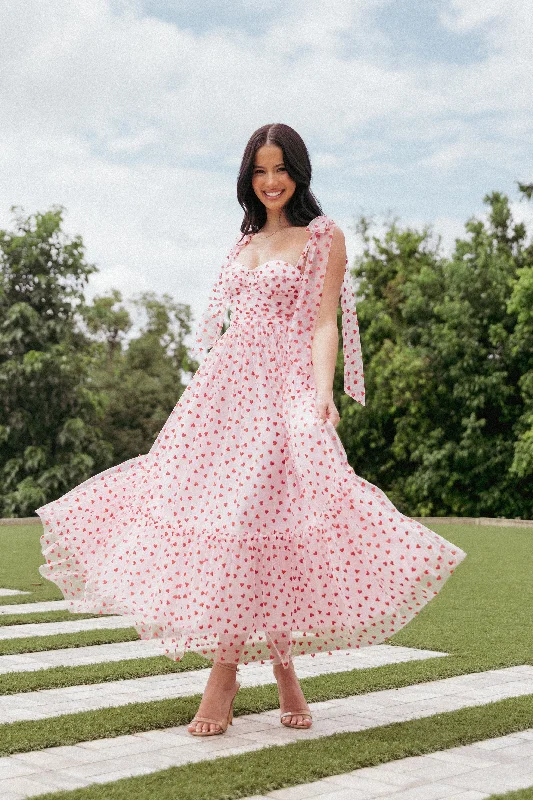 cocktail dresses with lace backs for intricate detail --Floret Midi Dress - Red Hearts cocktail dresses with lace backs for intricate detail --Floret Midi Dress - Red Hearts