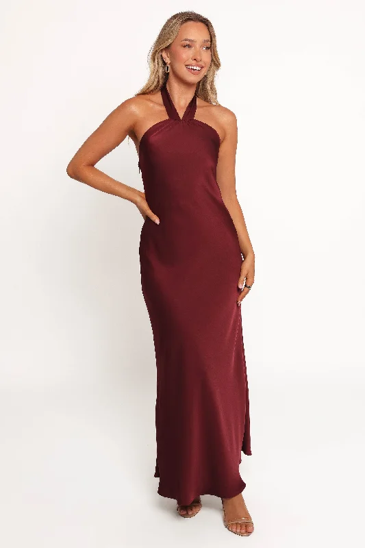 formal dresses with adjustable waist ties for comfort --Larkin Maxi Dress - Plum