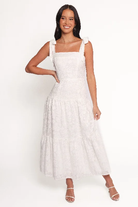 Graduation dresses for warm weather with breathable fabrics -Lavinia Maxi Dress - White Floral Graduation dresses for warm weather with breathable fabrics -Lavinia Maxi Dress - White Floral