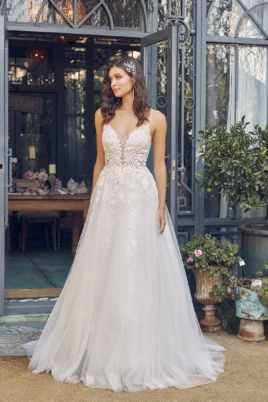 How to accessorize with wedding guest dresses for the perfect look -Applique V-Neck Wedding Dress by Nox Anabel JE933 How to accessorize with wedding guest dresses for the perfect look -Applique V-Neck Wedding Dress by Nox Anabel JE933