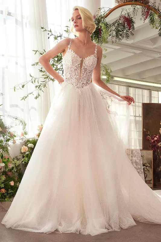 cocktail dresses with backless design for summer parties --Applique Sleeveless A-line Bridal Gown by Ladivine WL029