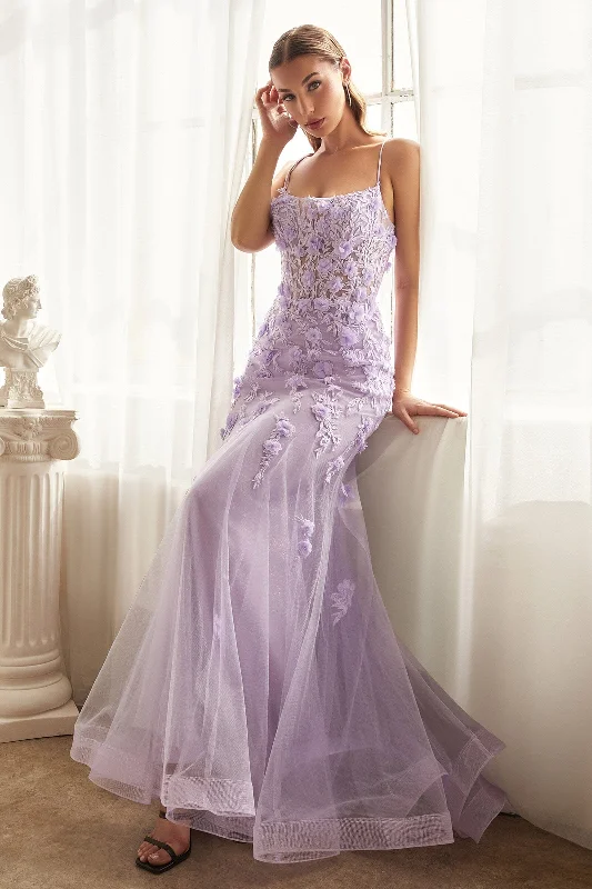 formal dresses with sheer panels for modern style --3D Floral Applique Mermaid Dress by Ladivine CD995 formal dresses with sheer panels for modern style --3D Floral Applique Mermaid Dress by Ladivine CD995