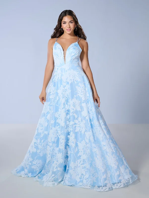 formal dresses for prom with sweetheart necklines --Floral Print Sleeveless A-line Gown by Tiffany Designs 16158 formal dresses for prom with sweetheart necklines --Floral Print Sleeveless A-line Gown by Tiffany Designs 16158