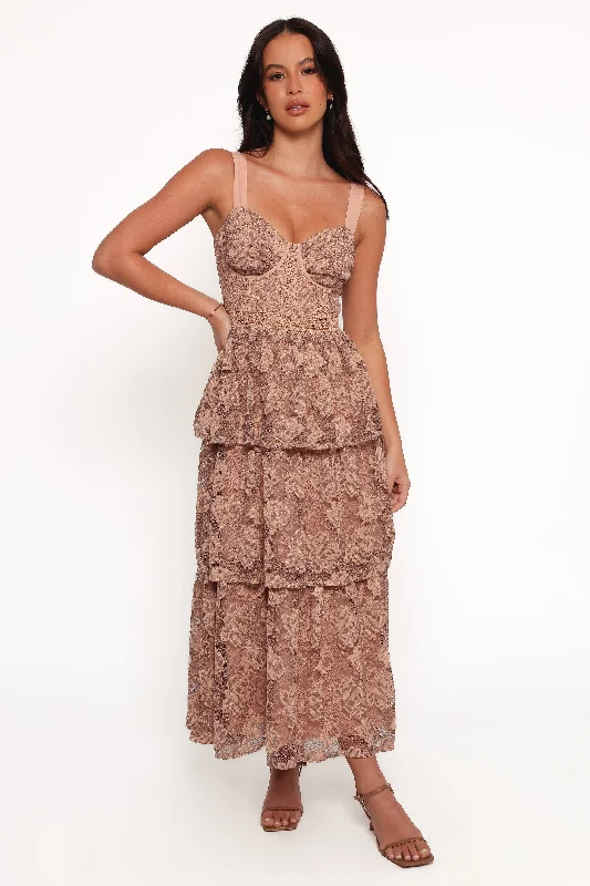 formal dresses in pastel colors for springtime events --Shania Midi Dress - Multi