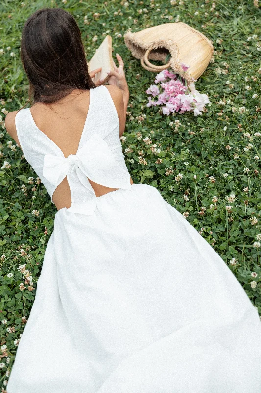 Graduation dresses with tiered skirts for added volume -Lillie Maxi Dress - White