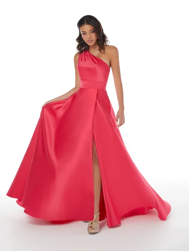 cocktail dresses with open shoulder designs for summer --Satin One Shoulder A-line Slit Gown by Studio 17 12861 cocktail dresses with open shoulder designs for summer --Satin One Shoulder A-line Slit Gown by Studio 17 12861