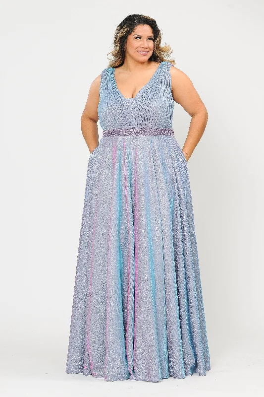 Best wedding guest dresses for evening galas -Plus Size Long Sleeveless A-line Glitter Dress by Poly USA W1082 Best wedding guest dresses for evening galas -Plus Size Long Sleeveless A-line Glitter Dress by Poly USA W1082