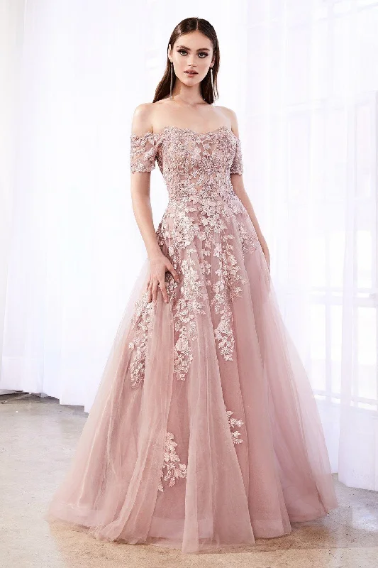 Wedding guest dresses that pair well with shawls -Applique Long Off Shoulder Dress by Cinderella Divine C20 Wedding guest dresses that pair well with shawls -Applique Long Off Shoulder Dress by Cinderella Divine C20
