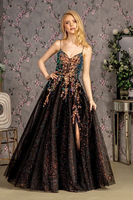 Best wedding guest dresses for rustic-themed celebrations -Embroidered Sleeveless Glitter Slit Gown by GLS Gloria GL3218 Best wedding guest dresses for rustic-themed celebrations -Embroidered Sleeveless Glitter Slit Gown by GLS Gloria GL3218