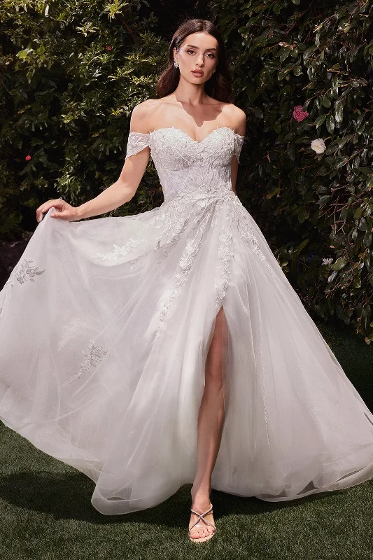 Wedding guest dresses for a modern and bold appearance -Applique Off Shoulder Bridal Gown by Ladivine C159W
