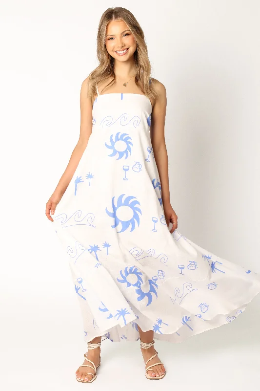 Spring dresses for curvy women with flattering fits -Seville Maxi Dress - Blue Wave