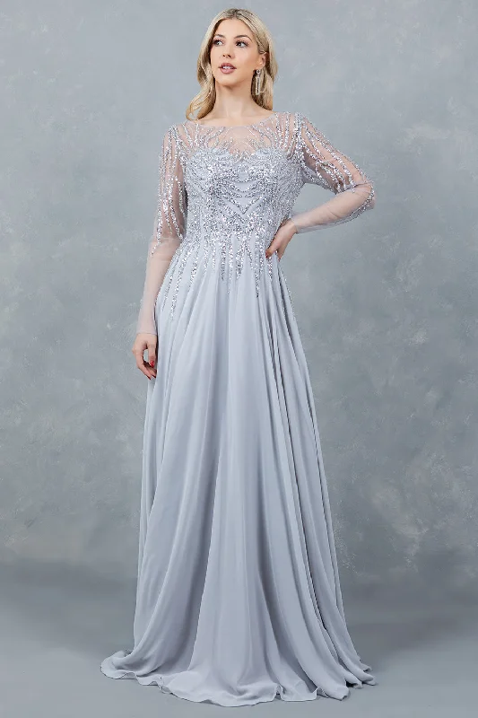 Wedding guest dresses in emerald green for a pop of color -Long Sleeve A-line Gown by Cinderella Couture 8294M Wedding guest dresses in emerald green for a pop of color -Long Sleeve A-line Gown by Cinderella Couture 8294M